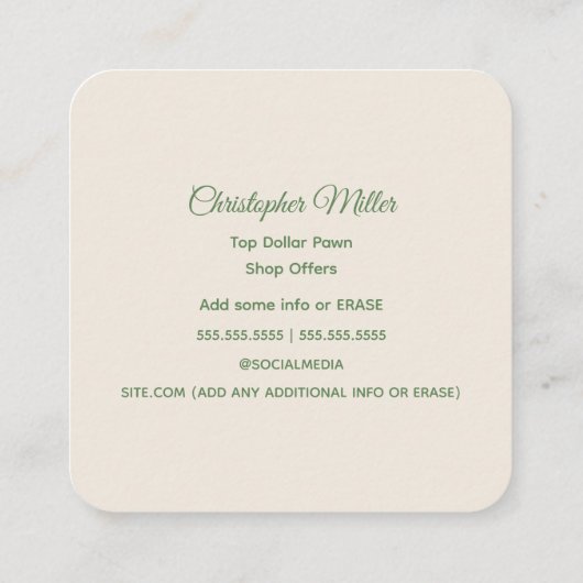 pandjeshuis vierkante visitekaartje (Achterkant)