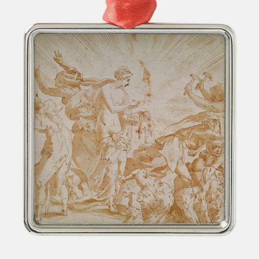 Pandora die de doos opent metalen ornament (Voorkant)