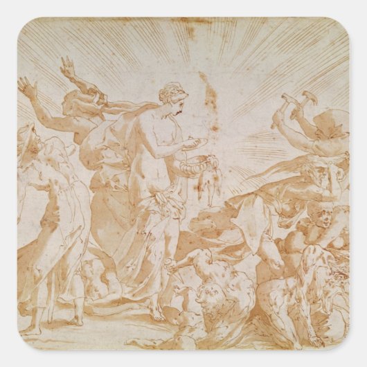 Pandora die de doos opent vierkante sticker (Voorkant)