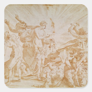 Pandora die de doos opent vierkante sticker