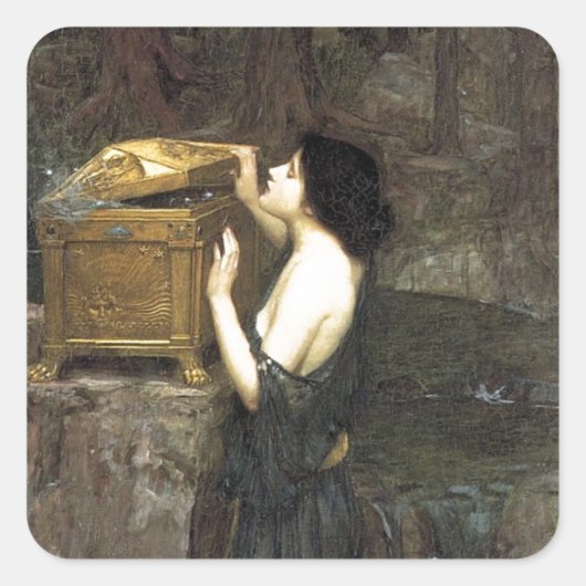 Pandora [John William Waterhouse] Vierkante Sticker (Voorkant)