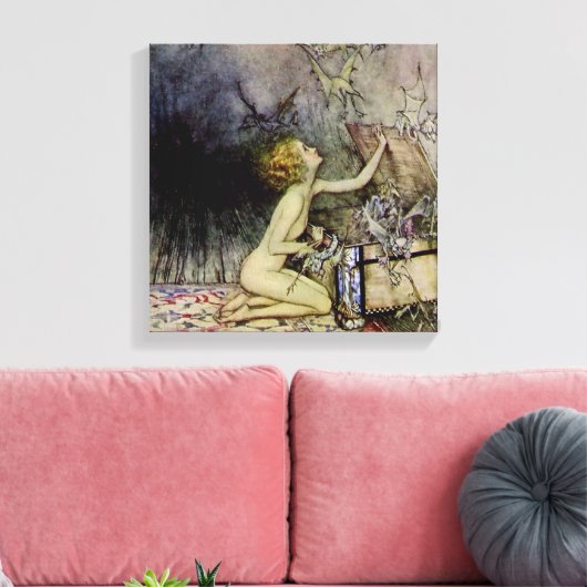 "Pandora Opens the Box" van Arthur Rackham Canvas Afdruk (Insitu (Woonkamer))