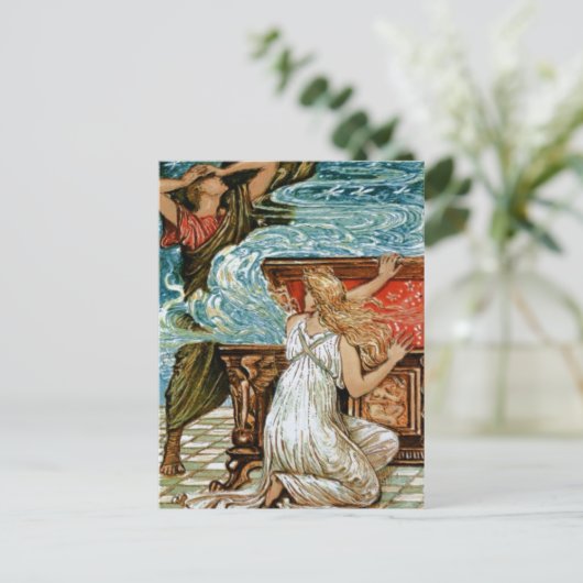 Pandora opent de doos briefkaart (Staand voorkant)