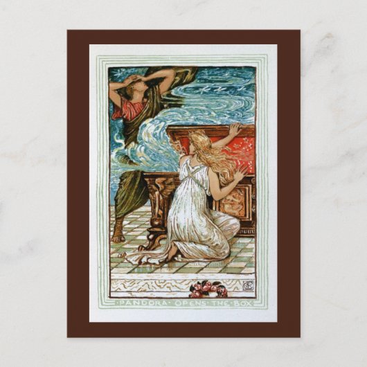 Pandora opent de doos briefkaart (Voorkant)