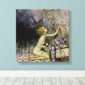 “Pandora opent de doos” door Arthur Rackham Canvas Afdruk (Insitu (Houten vloer))
