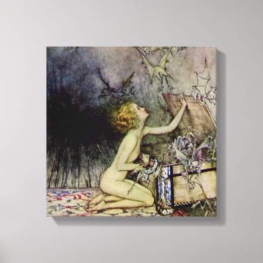 “Pandora opent de doos” door Arthur Rackham Canvas Afdruk (Voorkant)