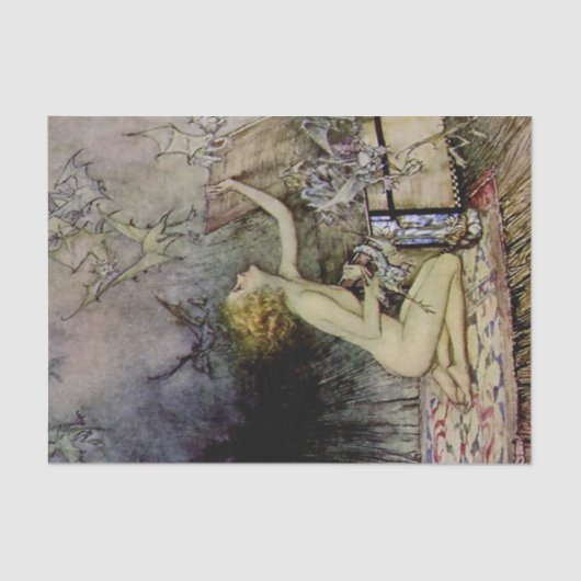 “Pandora opent de doos” door Arthur Rackham Tissuepapier (Voorkant)