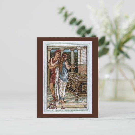 Pandora vraagt zich af in de doos briefkaart (Staand voorkant)