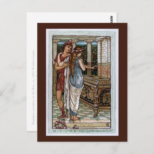 Pandora vraagt zich af in de doos briefkaart (Voorkant / Achterkant)