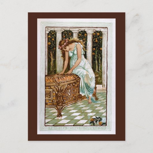 Pandora wil de doos openen briefkaart (Voorkant)