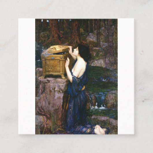 Pandora's Box - John William Waterhouse Vierkante Visitekaartje (Voorkant)