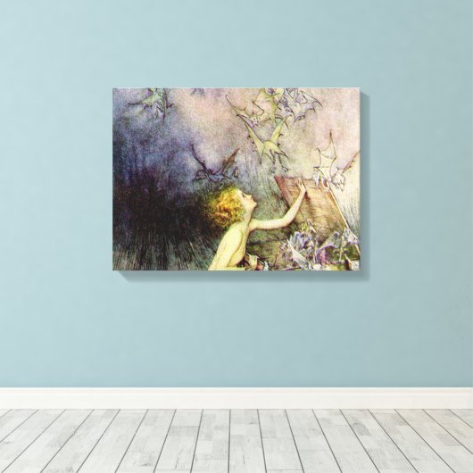 Pandora's Box van Arthur Rackham Canvas Afdruk (Insitu (Houten vloer))