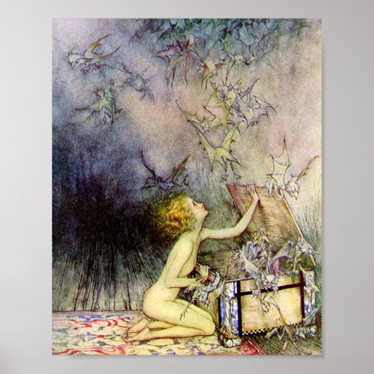 Pandora's Box van Arthur Rackham Poster (Voorkant)