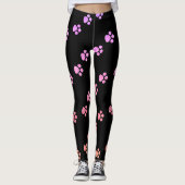 Pandroze roze roze roze glitter zwart leggings (Voorkant)