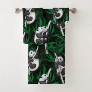 Panduiken op donkergroen bad handdoek