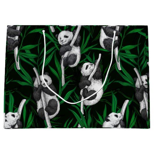 Panduiken op donkergroen groot cadeauzakje (Voorkant)