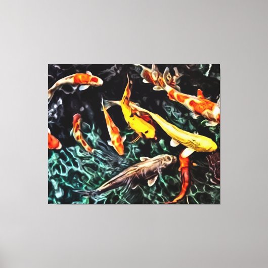 Paneel Blauw Vis Aquarium Zee Wandkunst Schilderen Canvas Afdruk (Voorkant)