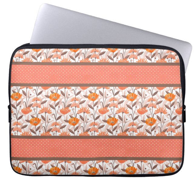  paneel Koraal en Oranje Laptop Sleeve (Voorkant)