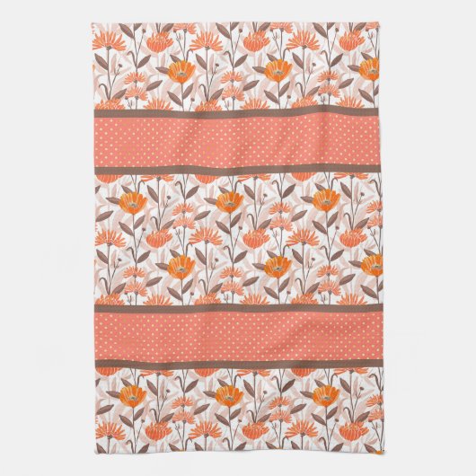  paneel Koraal en Oranje Theedoek (Verticaal)