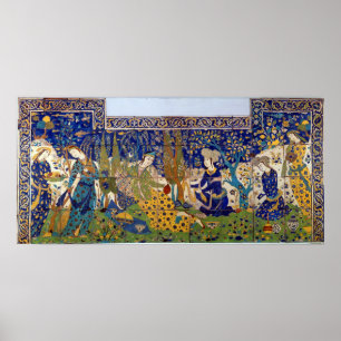 Paneel van geglazuurde aardewerken, Isfahan Poster