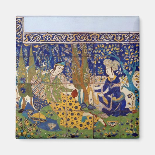 Paneel van geglazuurde tegel van aardewerk, Isfaha Magneet (Voorkant)