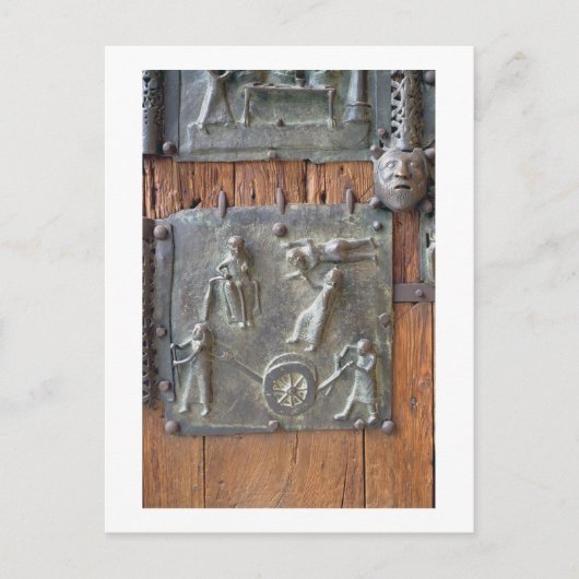 Panel van de linkerdeur, 12e eeuw (bronz) briefkaart (Voorkant)