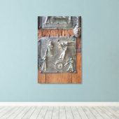 Panel van de linkerdeur, 12e eeuw (bronz) canvas afdruk (Insitu (Houten vloer))