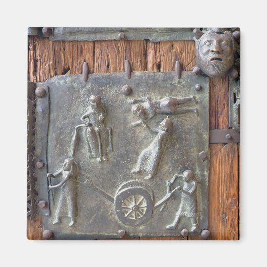 Panel van de linkerdeur, 12e eeuw (bronz) magneet (Voorkant)