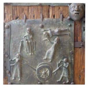 Panel van de linkerdeur, 12e eeuw (bronz) tegeltje