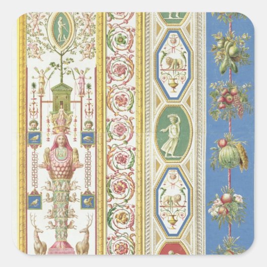 Panel van Raphael Loggia bij het Vaticaan, engr Vierkante Sticker (Voorkant)