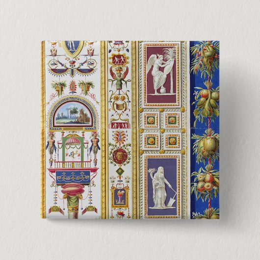Panel van Raphael Loggia in het Vaticaan, van Vierkante Button 5,1 Cm (Voorkant)