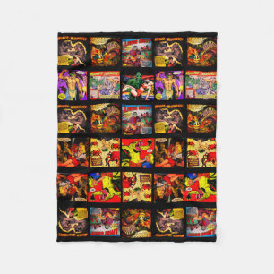  panelen voor horrorkunst uit de jaren '50 fleece deken