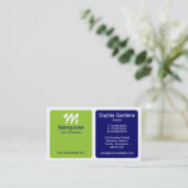 Panels - groen, donkerblauw en wit visitekaartje (Staand voorkant)