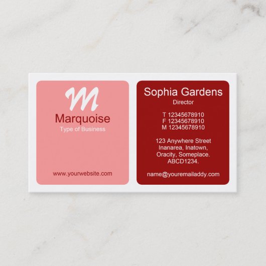 Panels - Klein, Warm Roze en Wit Visitekaartje (Voorkant)
