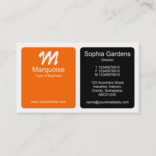 Panels - Oranje, zwart en wit Visitekaartje (Voorkant)