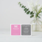 Panels - Roze, grijs en wit Visitekaartje (Staand voorkant)