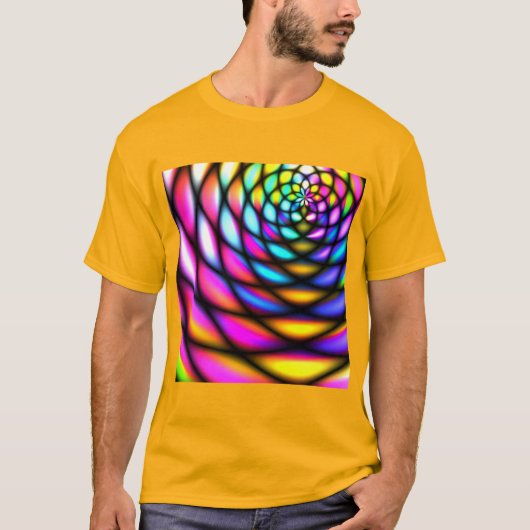 Panels voor abstract tunnelconcep van helder neong t-shirt (Voorkant)
