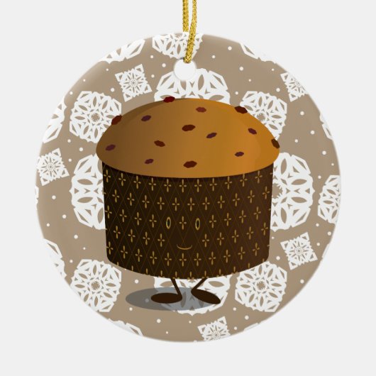 Panettone-kerstmis glimlachen keramisch ornament (Voorkant)