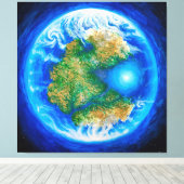 Pangaea en het Poster van de Tethys oceaan Canvas Afdruk (Insitu (Houten vloer))