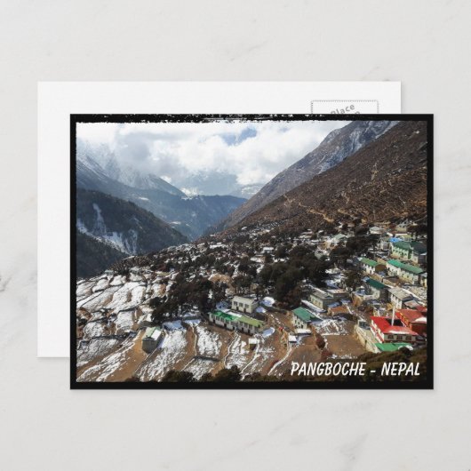 Pangboche, Everest trail uitzichten, Himalaya - Ne Briefkaart (Voorkant / Achterkant)
