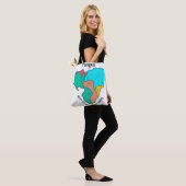 Pangea Continenten Knuffelen Multicolor Tote Bag (Op model)