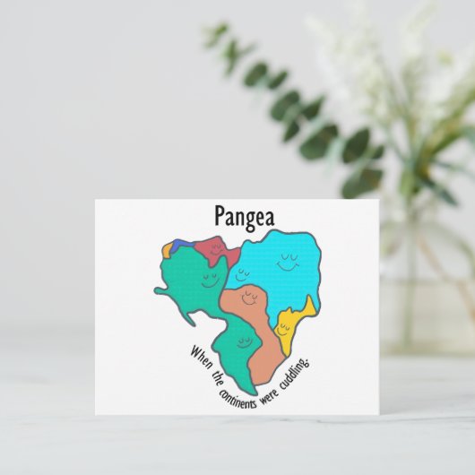 Pangea Continents Cuddling Multicolor Briefkaart (Staand voorkant)
