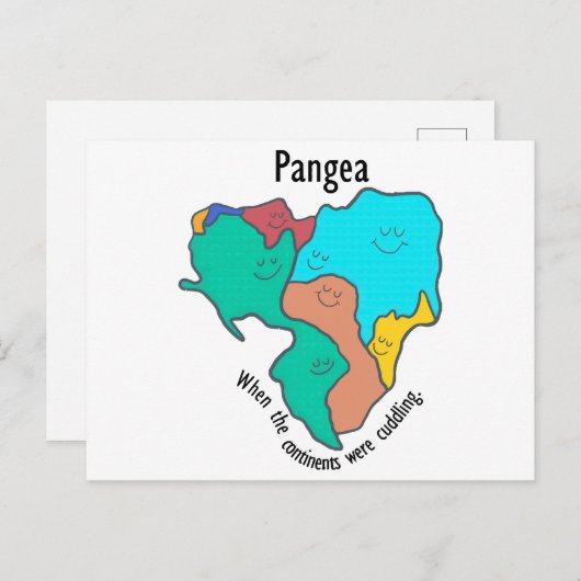 Pangea Continents Cuddling Multicolor Briefkaart (Voorkant / Achterkant)