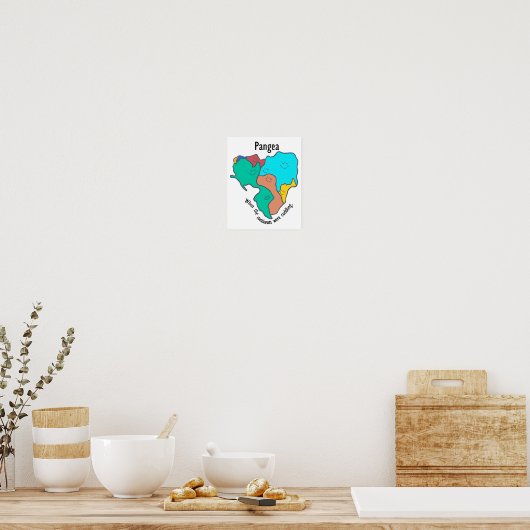 Pangea Continents Cuddling Multicolor Poster (Keuken)