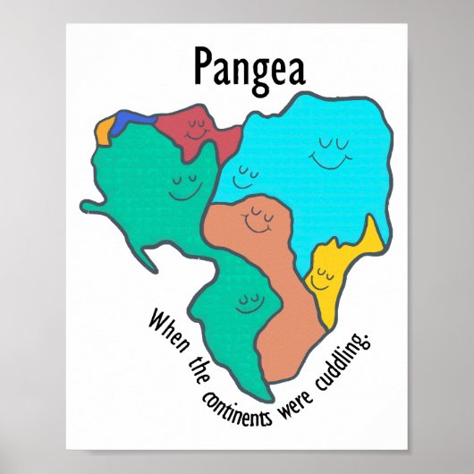 Pangea Continents Cuddling Multicolor Poster (Voorkant)