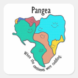 Pangea Continents Cuddling Multicolor Vierkante Sticker