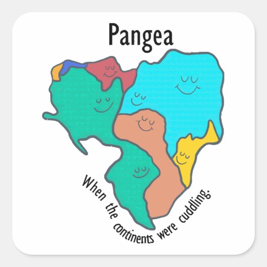 Pangea Continents Cuddling Multicolor Vierkante Sticker (Voorkant)