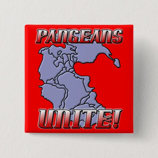 Pangea Verenig Geografie Knop Vierkante Button 5,1 Cm (Voorkant)