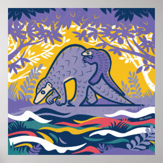 Pangolin Art Poster (Paarse)