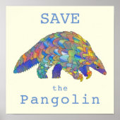 Pangolin Bedreigde Dierenkunst Poster (Voorkant)